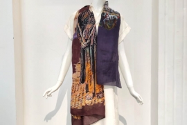  Ramie scarf printed with woman 2